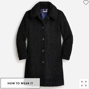 J. Crew Teddy Sherpa Fleece Coat | Black Winter Outerwear Jacket | Cozy Cocoon S